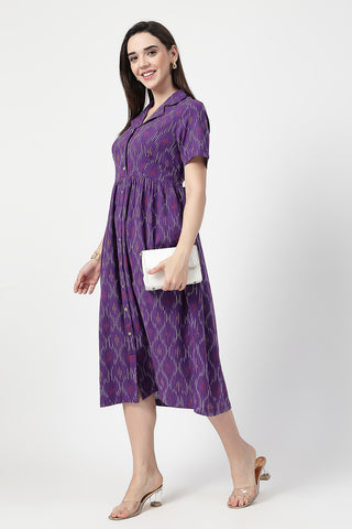 Elegant Purple Look of Ikat Print Zipless Feeding Dress - Perfect for Any Occasion