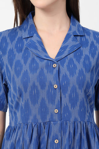 Soft Cotton Texture of Ikat Print Zipless Feeding Dress - Breathable & Comfy