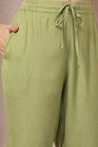 Maternity Concealed Zip Feeding Kurta Set with Dupatta - Parrot Green