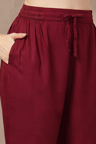 Maternity Concealed Zip Feeding Kurta Set with Dupatta - Maroon