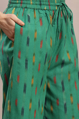 Ikat Zipless Maternity Kurta Set - Green