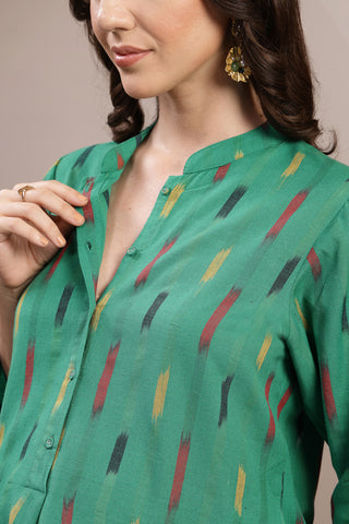 Ikat Zipless Maternity Kurta Set - Green