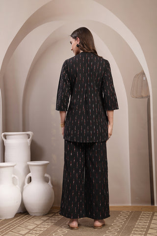 Ikat Zipless Maternity Kurta Set - Black