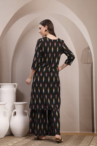 Ikat A Line Zipless Maternity Co-ord Set - Black
