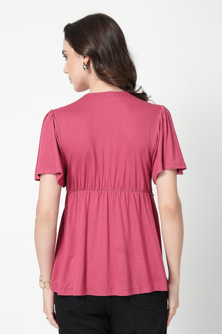 Feeding top with in-built bra - Dusty Rose