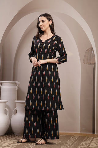 Ikat A Line Zipless Maternity Co-ord Set - Black