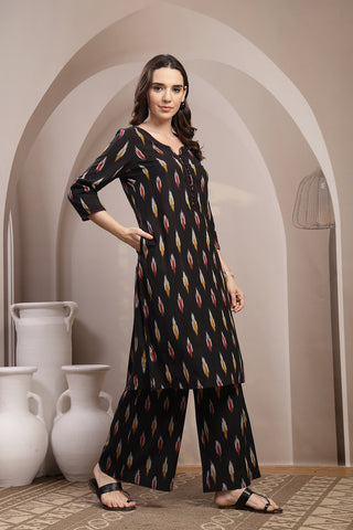 Ikat A Line Zipless Maternity Co-ord Set - Black