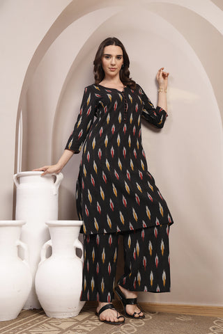 Ikat A Line Zipless Maternity Co-ord Set - Black