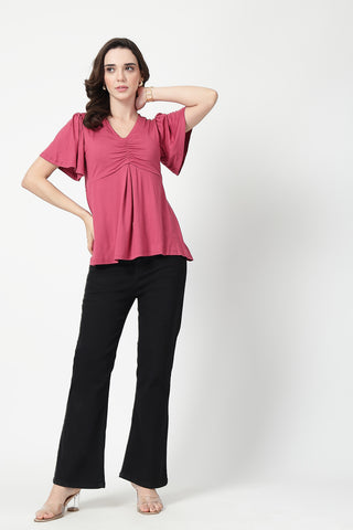 Feeding top with in-built bra - Dusty Rose