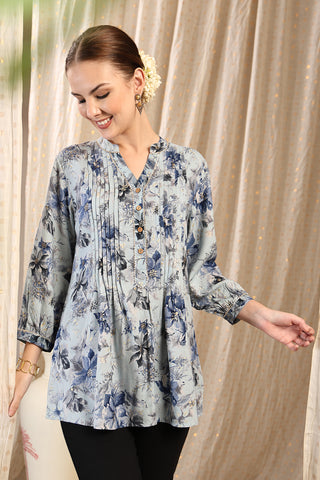 Sky Blue Top back; garment provides complete coverage and comfort.