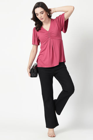 Feeding top with in-built bra - Dusty Rose