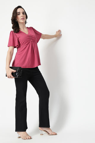 Feeding top with in-built bra - Dusty Rose