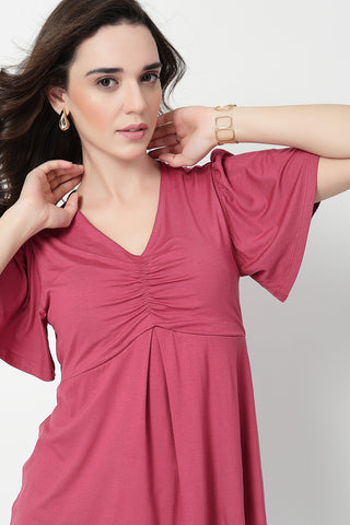 Feeding top with in-built bra - Dusty Rose