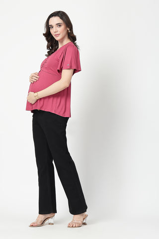 Feeding top with in-built bra - Dusty Rose