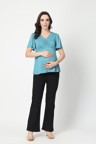 Feeding top with in-built bra - Sea Green