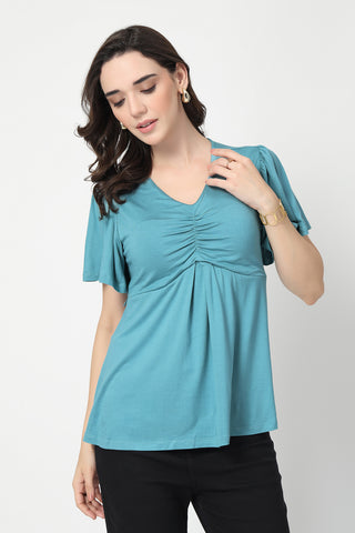 Feeding top with in-built bra - Sea Green