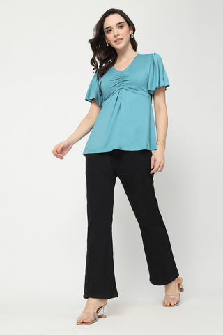 Feeding top with in-built bra - Sea Green
