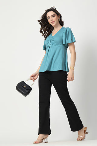 Feeding top with in-built bra - Sea Green
