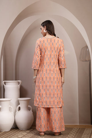 Ikat A Line Zipless Maternity Co-ord Set - Peach