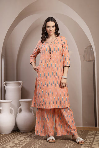 Ikat A Line Zipless Maternity Co-ord Set - Peach