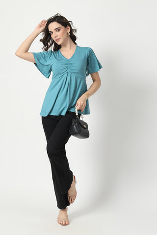 Feeding top with in-built bra - Sea Green