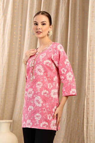 Coral Cotton Top; pure cotton material is soft on skin and lightweight.