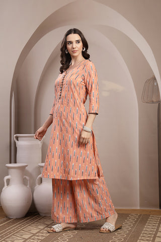 Ikat A Line Zipless Maternity Co-ord Set - Peach