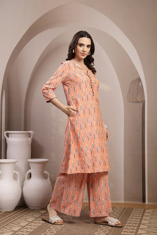 Ikat A Line Zipless Maternity Co-ord Set - Peach