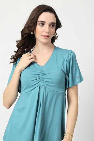 Feeding top with in-built bra - Sea Green
