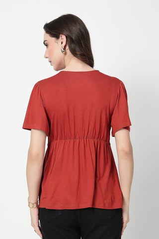 Feeding top with in-built bra - Rust