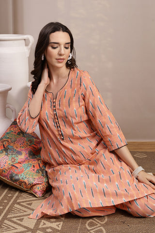 Ikat A Line Zipless Maternity Co-ord Set - Peach