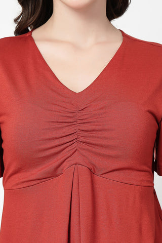 Feeding top with in-built bra - Rust