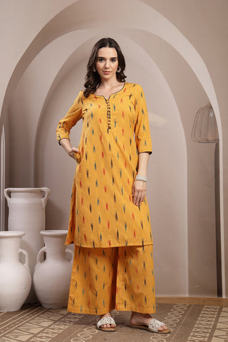Ikat A Line Zipless Maternity Co-ord Set - Mustard