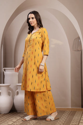Ikat A Line Zipless Maternity Co-ord Set - Mustard