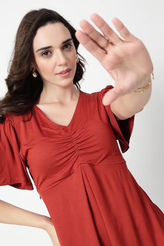 Feeding top with in-built bra - Rust