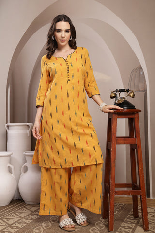 Ikat A Line Zipless Maternity Co-ord Set - Mustard