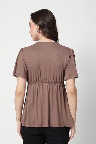 Feeding top with in-built bra - Mocha
