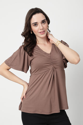 Feeding top with in-built bra - Mocha