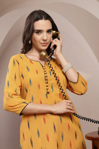 Ikat A Line Zipless Maternity Co-ord Set - Mustard