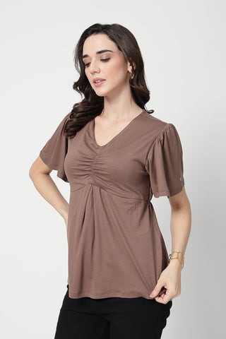Feeding top with in-built bra - Mocha