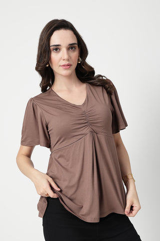 Feeding top with in-built bra - Mocha