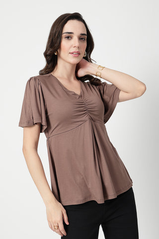 Feeding top with in-built bra - Mocha