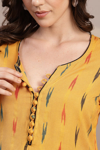 Ikat A Line Zipless Maternity Co-ord Set - Mustard