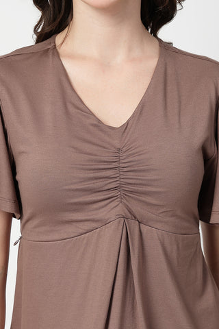Feeding top with in-built bra - Mocha