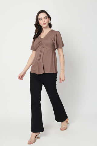 Feeding top with in-built bra - Mocha