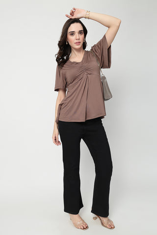 Feeding top with in-built bra - Mocha