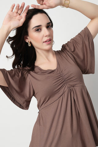 Feeding top with in-built bra - Mocha