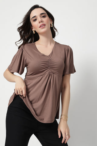 Feeding top with in-built bra - Mocha