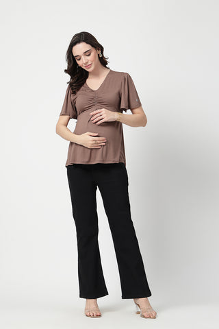 Feeding top with in-built bra - Mocha