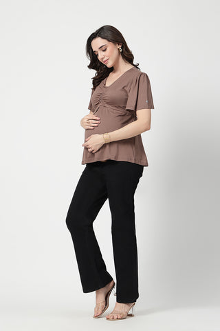 Feeding top with in-built bra - Mocha